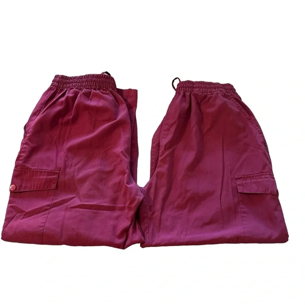 Adar Uniform Pants women's size XL set of 2 maroon, cargo, elastic waist